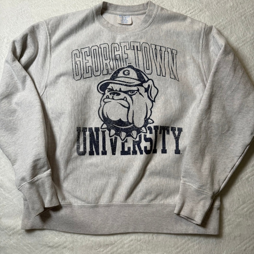 Champion Reverse Weave Georgetown Univ Bulldogs Crewneck Men's Large Fleece
